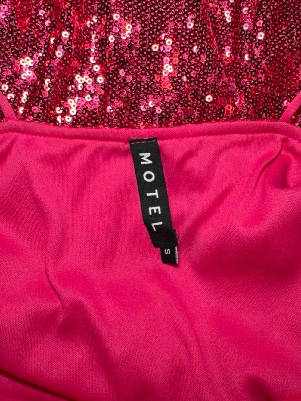 MOTEL Barbie Metallic Pink Benia Sequin Mini Party Dress Y2K Size Small - Picture 5 of 5